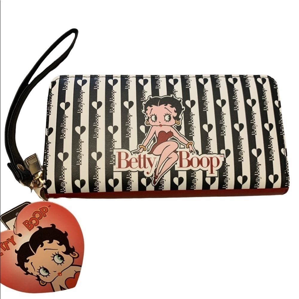 Betty Boop black and white wallet wristlet, new